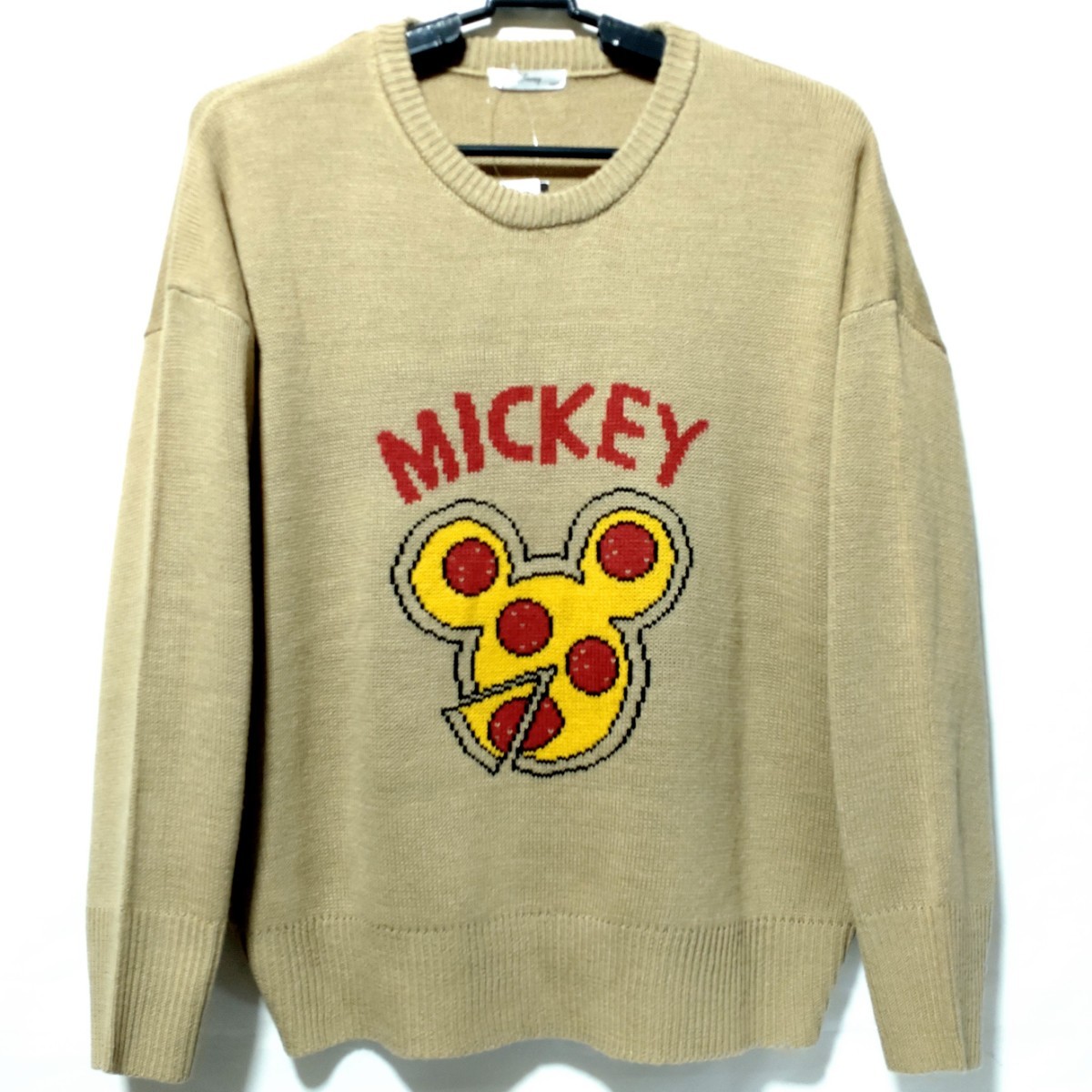 特価/未使用【サイズ=LL】Disney/Mickey/ディズニー/ミッキー/レディス/ニット/セーター/胸囲=93～101cm/beige_画像1