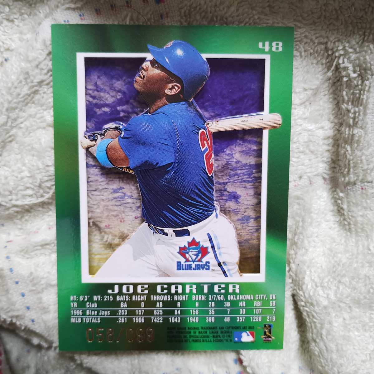  激レア! 99枚限定 1997 Skybox E-X2000 Essential Credentials #48 Joe Carter ジョー・カーター TOR Toronto Brue Jays_画像2