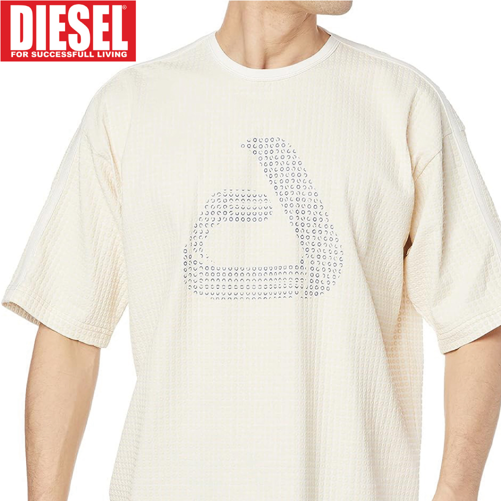 M/新品 DIESEL ディーゼル ロゴ Tシャツ T-HON メンズ レディース ブランド ビッグシルエット カットソー 厚手 ベージュ