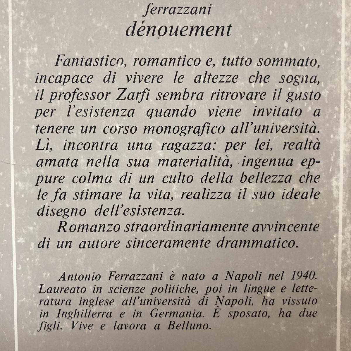 【伊語洋書】DENOUEMENT / Antonio Ferrazzani（著）【イタリア文学】_画像2