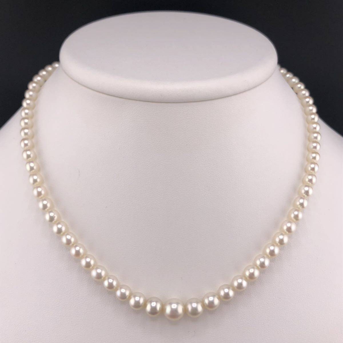 E12-0456 アコヤパールネックレス 4.5mm~7.5mm 41cm 16g ( アコヤ真珠 Pearl necklace SILVER )_画像1
