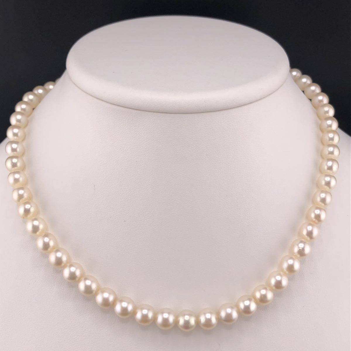 E12-0189 アコヤパールネックレス 7.0mm~7.5mm 約 42cm 31g ( アコヤ真珠 Pearl necklace SILVER )_画像1