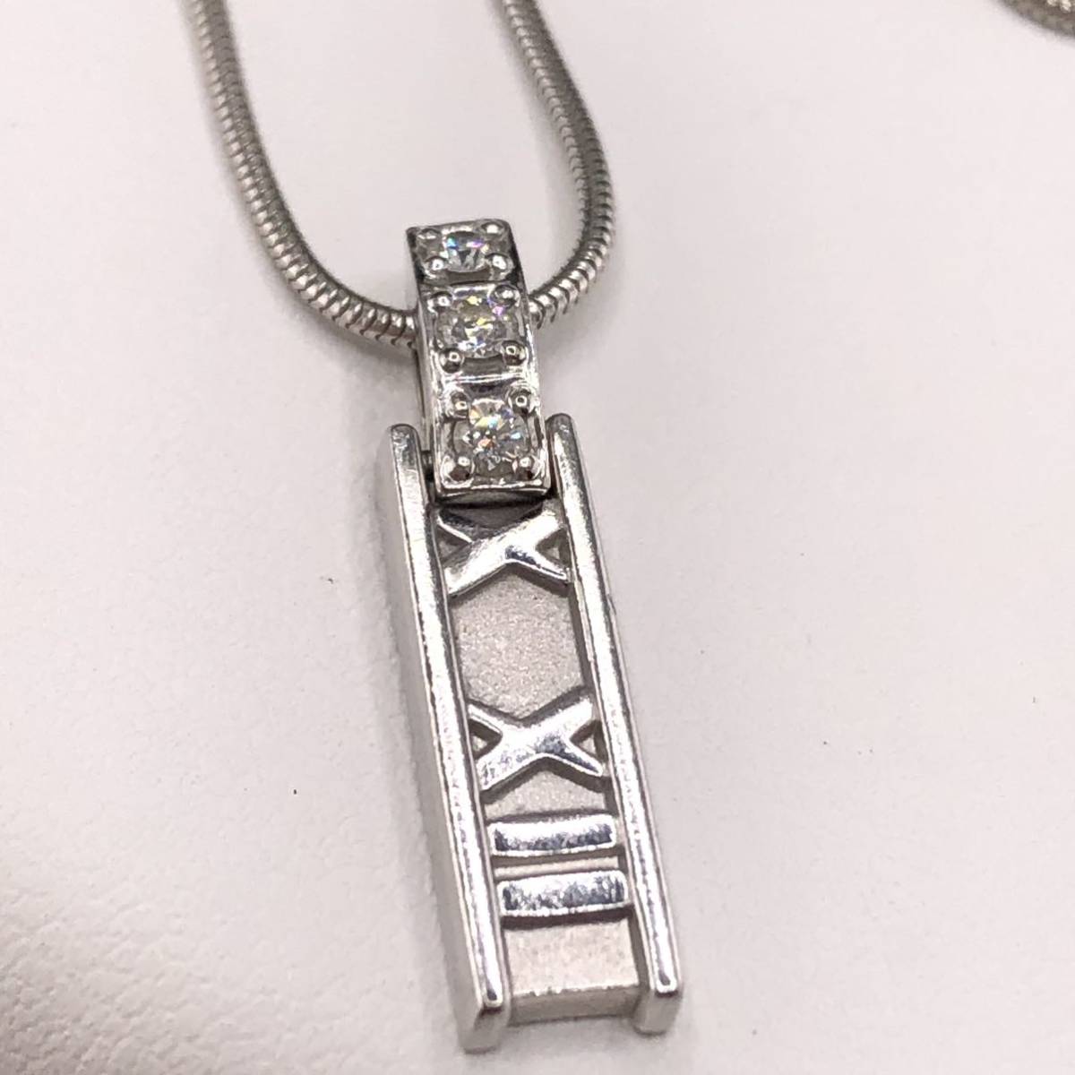 E12-0935 箱付き☆ティファニーダイヤモンドネックレス 7.4g ( TIFFANY &Co. ティファニー Diamond necklace 750 K18WG )_画像2