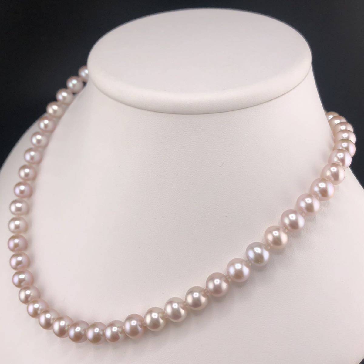 E12-1857 パールネックレス 8.0mm~8.5mm 約 52cm 50g ( Pearl necklace SILVER )_画像2