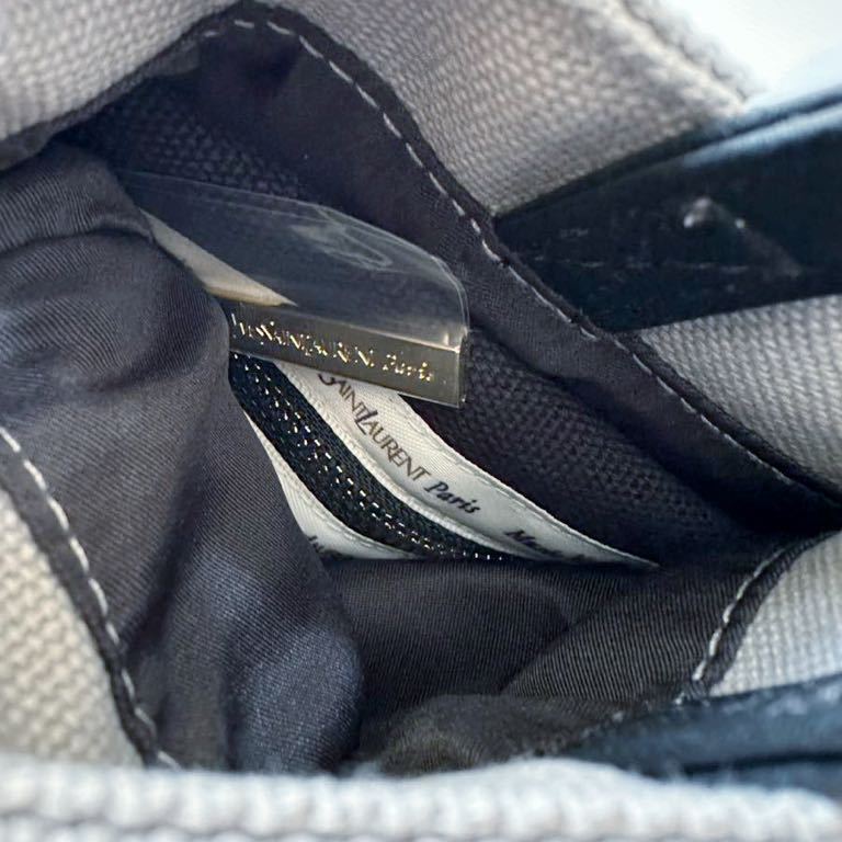 イヴ サンローラン展 トートバッグ小 24.5×24.5 グレー 帆布 内ポケット 未使用 国立新美術館 Yves Saint Laurent museum canvas tote bag_画像6