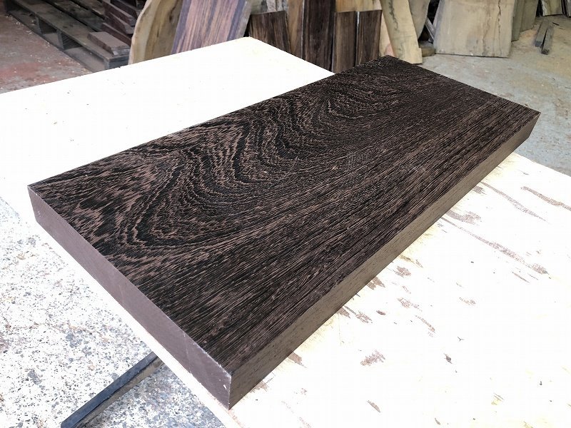 【EI757H】ウエンジ 627×270×43㎜ 一枚板 材料 天然木 無垢材 木材 希少材 乾燥材 銘木 木工 DIY《銘木登屋》_画像4