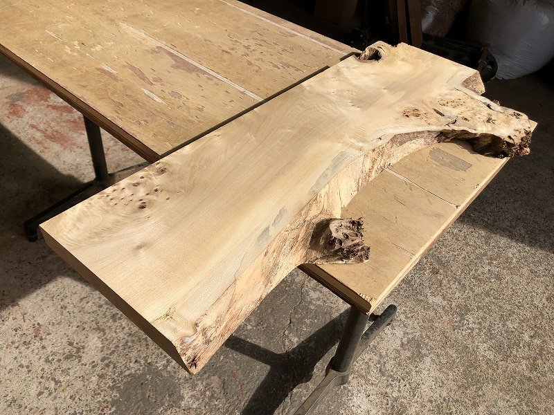 【EK60S】ポプラ 800×～365×33㎜ 一枚板 材料 天然木 無垢材 木材 希少材 乾燥材 銘木 木工 DIY《銘木登屋》_画像1