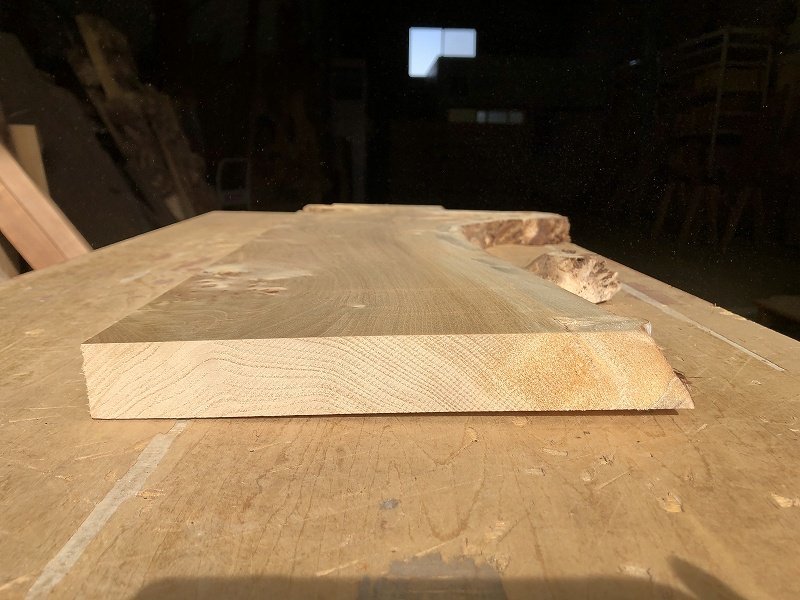【EK60S】ポプラ 800×～365×33㎜ 一枚板 材料 天然木 無垢材 木材 希少材 乾燥材 銘木 木工 DIY《銘木登屋》_画像2