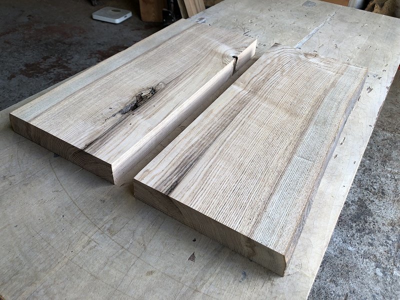 【EI609C】タモ ～515×～215×40㎜ 2枚セット 極上杢 板材 一枚板 材料 天然木 無垢材 木材 乾燥材 銘木 木工 DIY《銘木登屋》_画像3