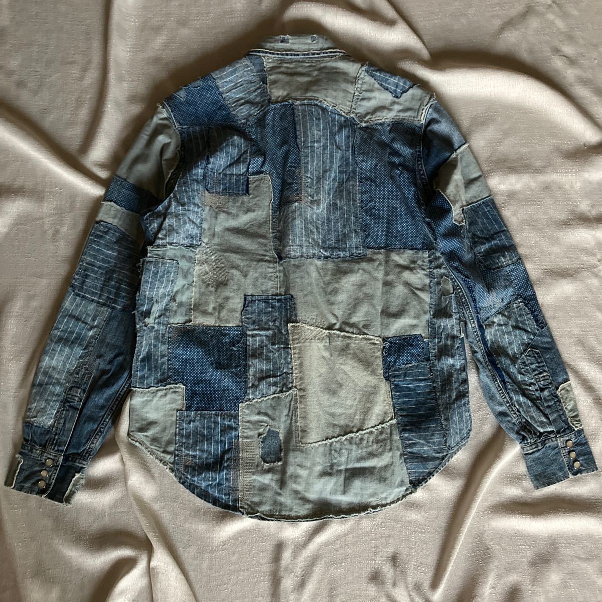 RRL ダブルアールエル ラルフローレン BORO パッチワーク ヴィンテージ加工 シャツ _画像5