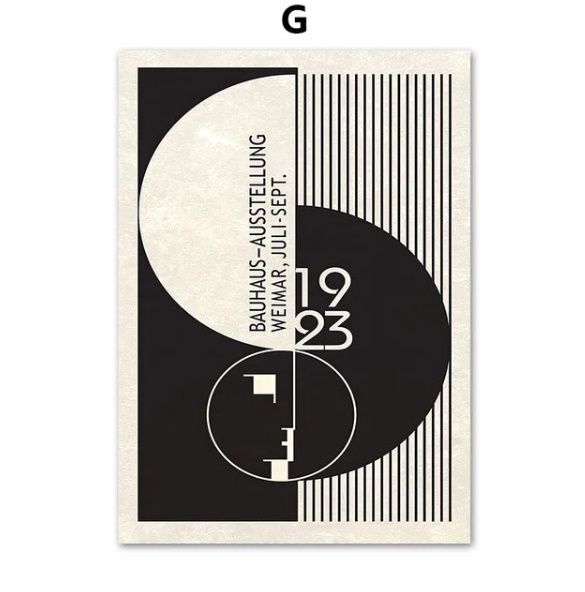 G3059 BAUHAUS バウハウス ビンテージ ミッドセンチュリー カフェ バー キャンバスアートポスター 50×70cm イラスト 海外製 枠なし _画像1