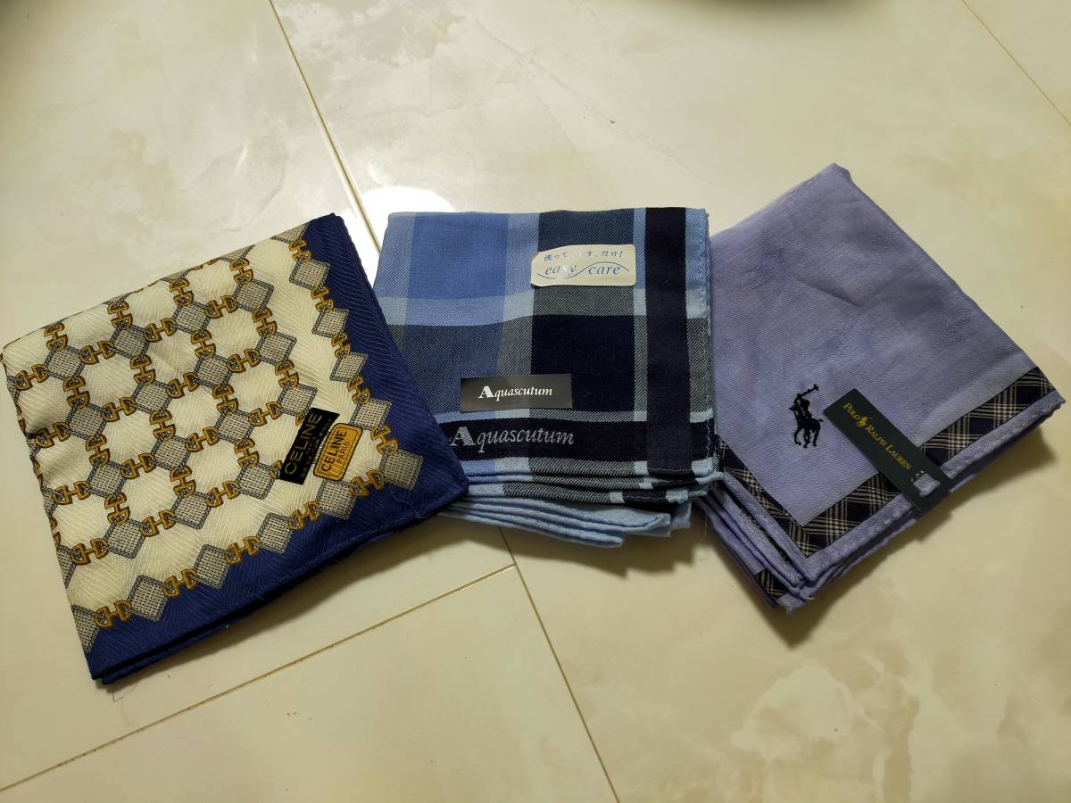  Celine Aquascutum Ralph Lauren handkerchie 3 sheets 