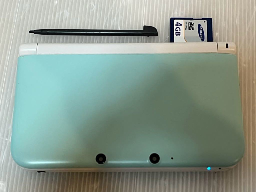 ★動作良好　概ね美品　液晶無傷　ニンテンドー3DS LL 本体 SPR-001(JPN) ミント×ホワイト　タッチペン　SDカード付き 送料無料★_画像1