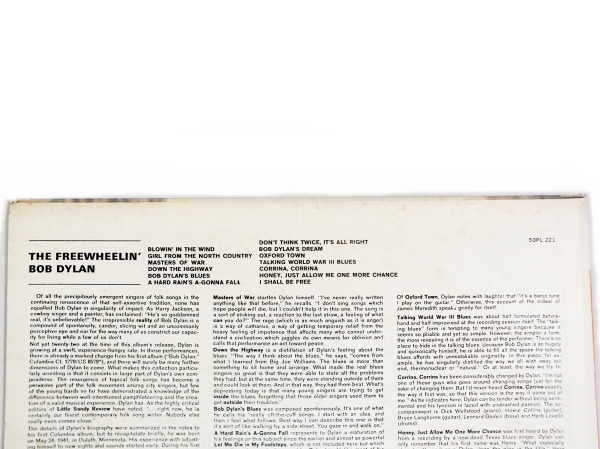 ￥1000スタート！★Bob Dylan ボブディラン / The Freewheelin レコード LP SOPL 221 国内盤 Stereo★_画像5