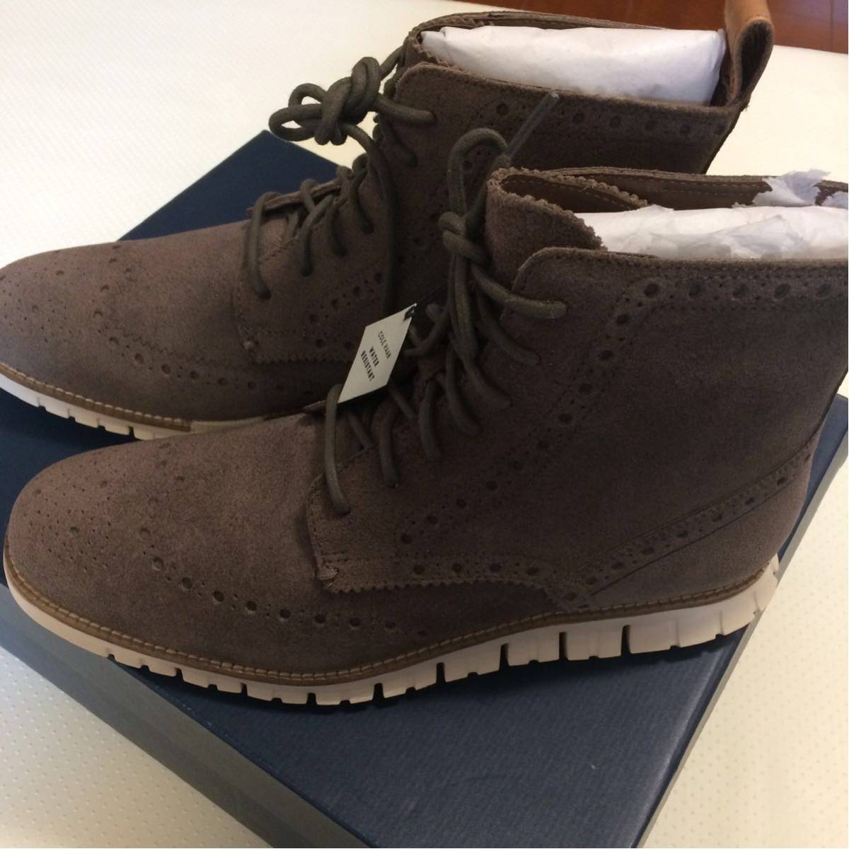 新品 COLE HAAN WATER RESISTANT ZEROGRAND WINGTIP BOOTS ゼログランド ブーツ TONAL ROCK US9/27cm コールハーン 防水