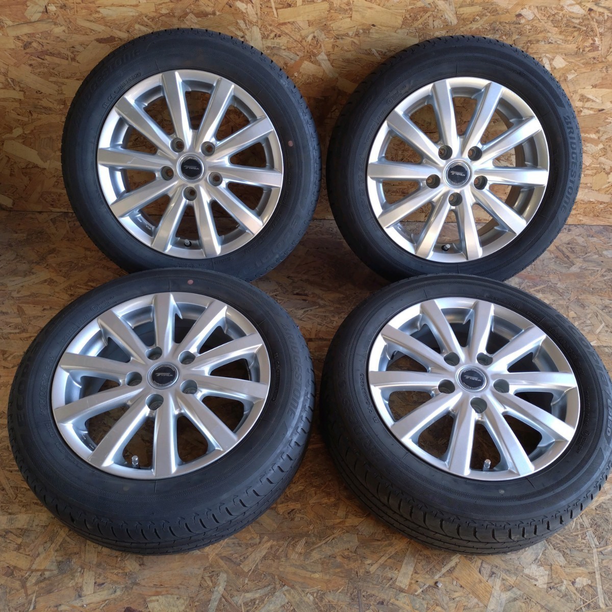 ★ブリヂストントップラン中古アルミホイール4本セット 15×6J 114.3 5H +45★ブリヂストンエコピア 185/60R15 2020年製_画像1