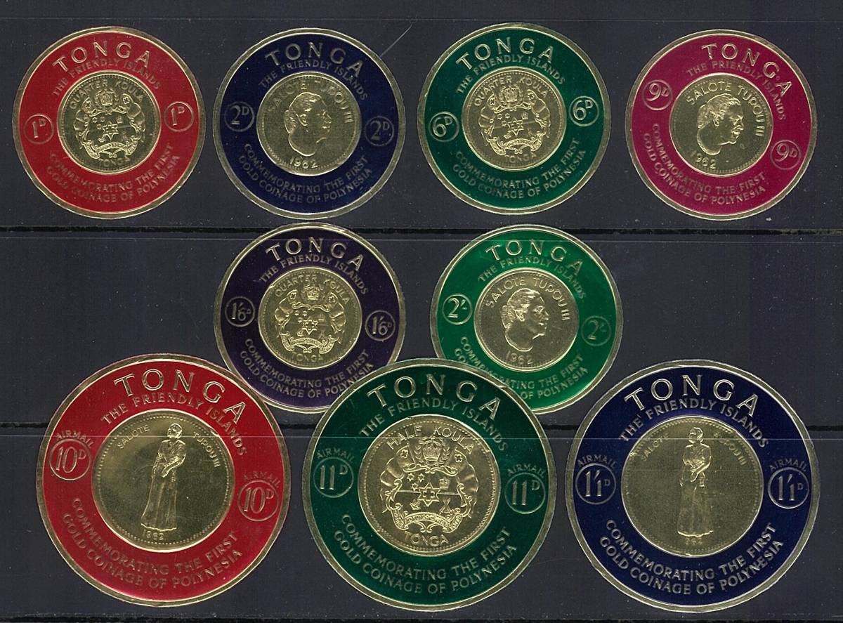 トンガ 1963年 #128-33.C1-6.CO7(金箔製 : NH) ポリネシア最初の金貨発行_画像2