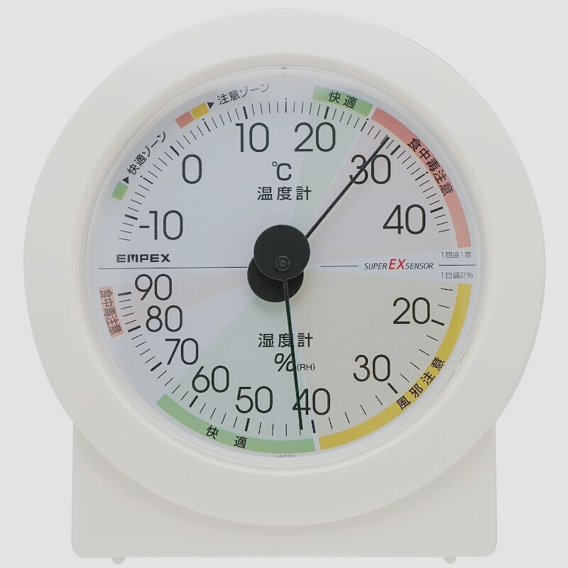 送料無料★エンペックス気象計 温度湿度計 置き用 日本製 ホワイト EX-2831 17.5x14.2x5.3cm_画像1