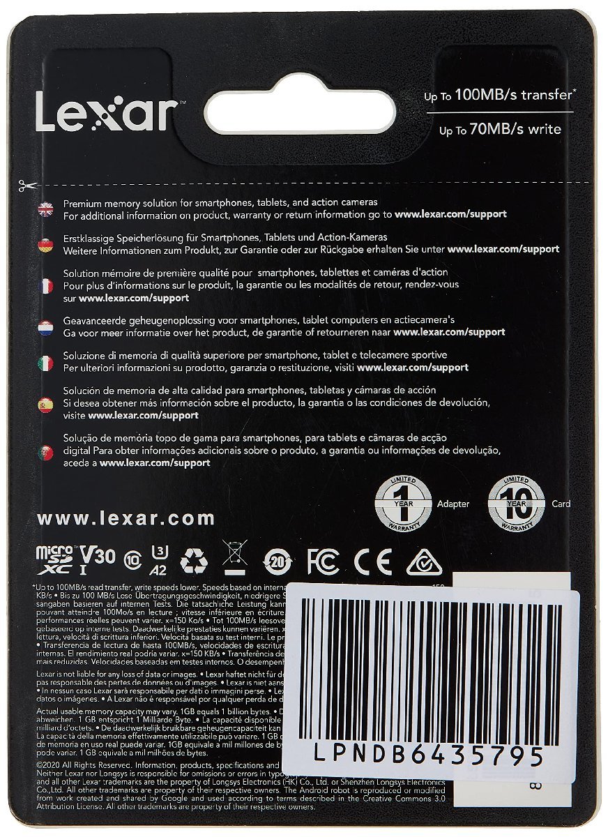 送料無料★Lexar High-Performance 633x microSDXC 512GB LSDMI512BB633A_画像2