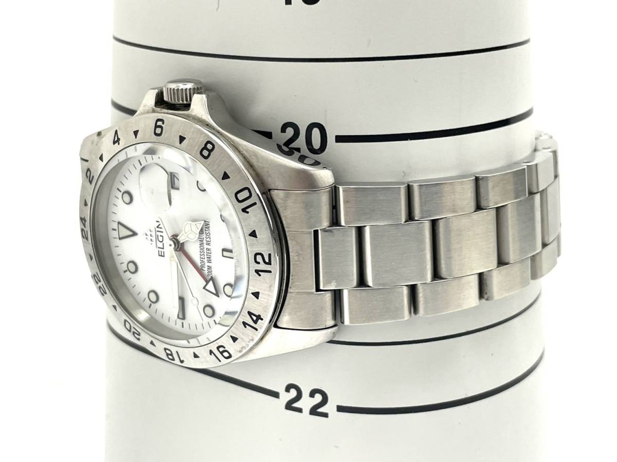 〈時計〉ELGIN エルジン PROFESSIONAL GMT 200M FK-1072-D SS メンズ　アナログ　クオーツ　腕時計【中古/現状品】004157-13 _画像8