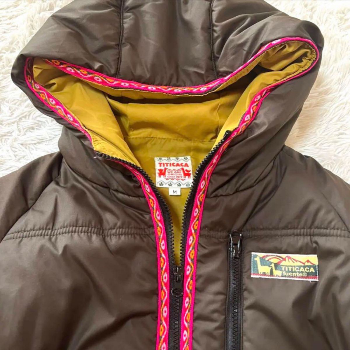 美品】チチカカ 中綿ダウン ナイロンジャンパー ブラウン TITICACA