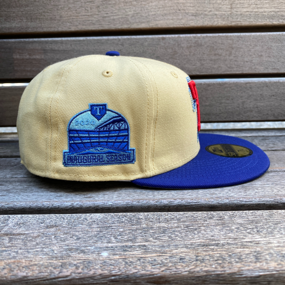 USA正規品 【7.1/4】 Newera ニューエラ TEX RANGERS テキサス レンジャーズ MLB 限定サイドパッチ OVERLAP 2トーン 59FIFTY (28-5)_画像2