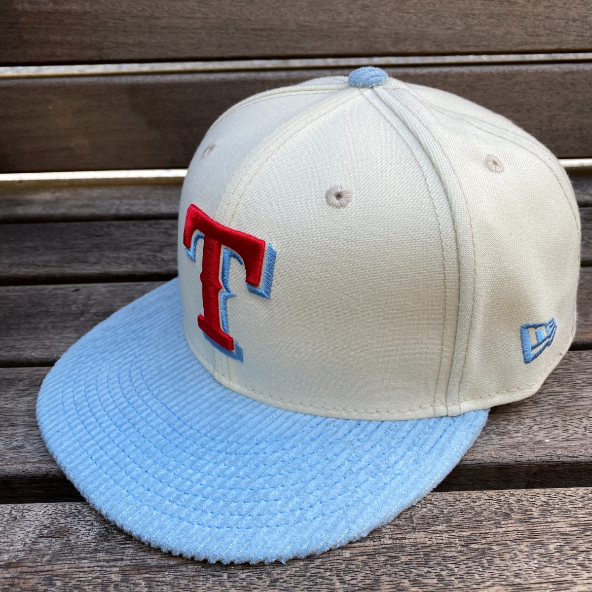 USA正規品 【7】 Newera ニューエラ TEX RANGERS テキサス レンジャーズ 「The Sheriff」 MLB コーデュロイ 水色 59FIFTY (28-6)_画像5