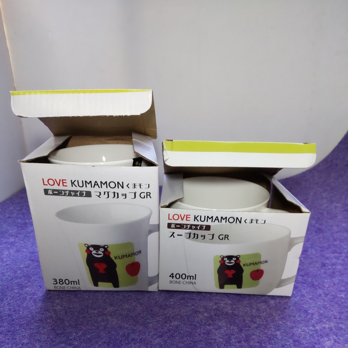 【雑貨】食器 LOVE KUMAMON くまモン 2個セット マグ カップ スープ カップ ボーンチャイナ グリーン 陶器 タンブラー コップ 新品 未使用の画像10