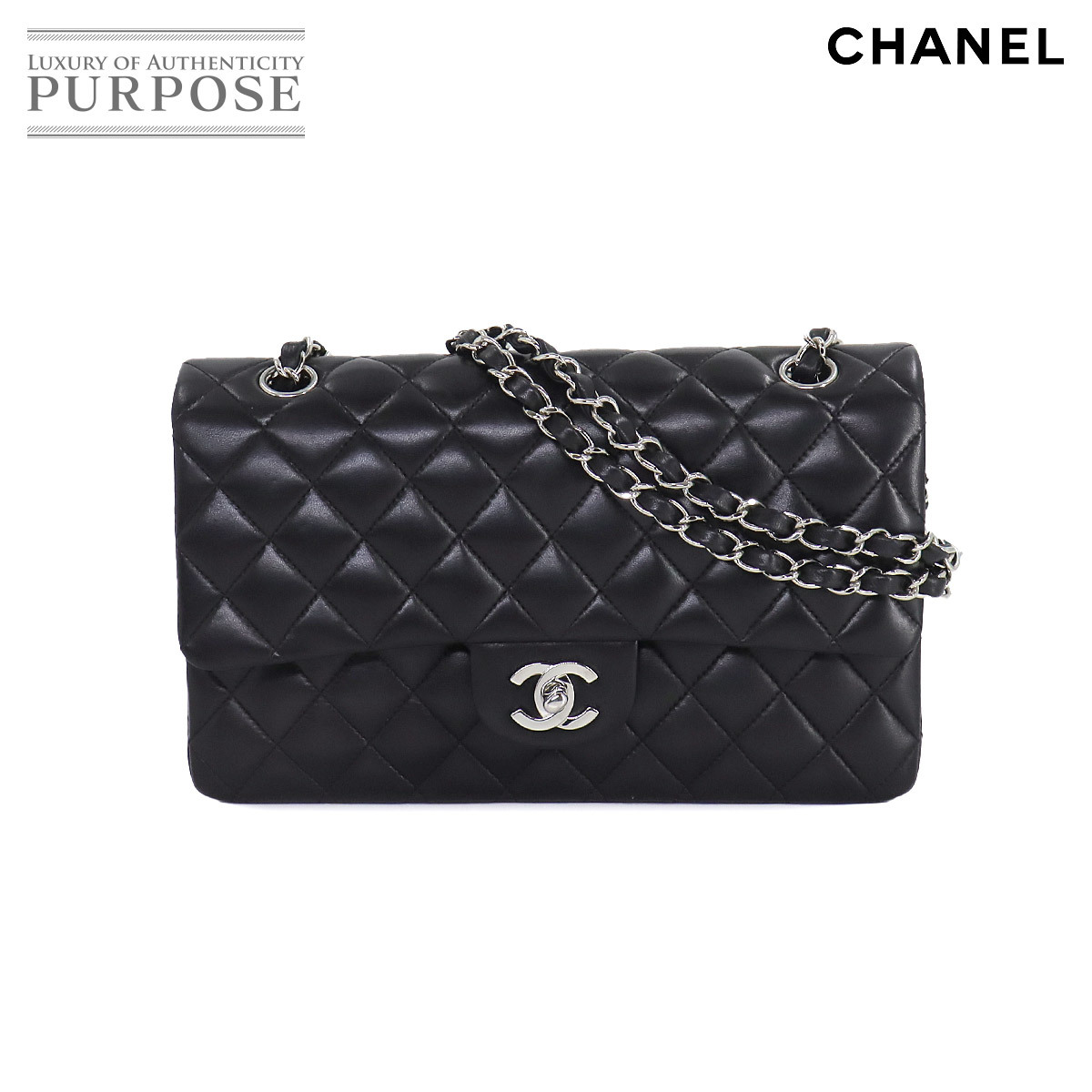 新品同様 シャネル CHANEL マトラッセ 25 チェーン ショルダー バッグ レザー ブラック A01112 シルバー 金具 ココマーク 90212260_画像1