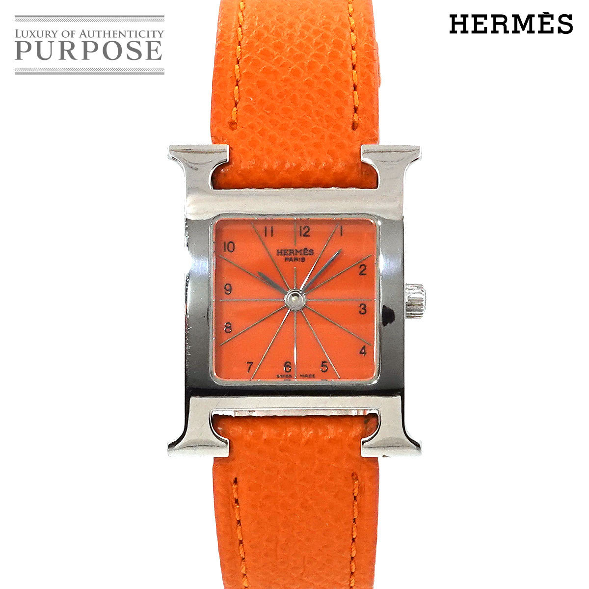 エルメス HERMES Hウォッチ HH1 210 レディース 腕時計 オレンジ 文字盤 クォーツ ウォッチ H Watch 90217309