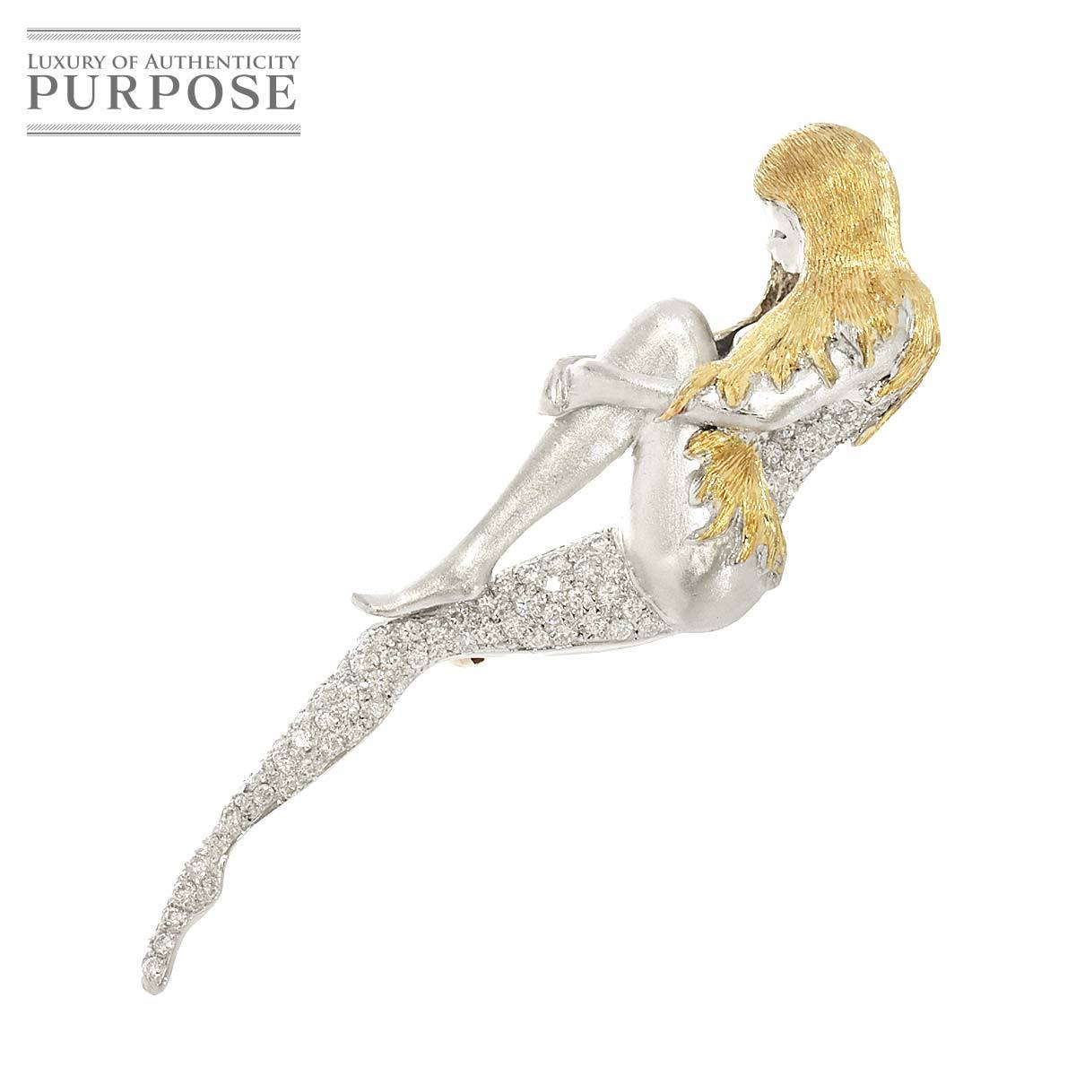ダイヤ 0.60ct ブローチ K18 YG WG イエロー ホワイトゴールド 750 Diamond Brooch 90213390