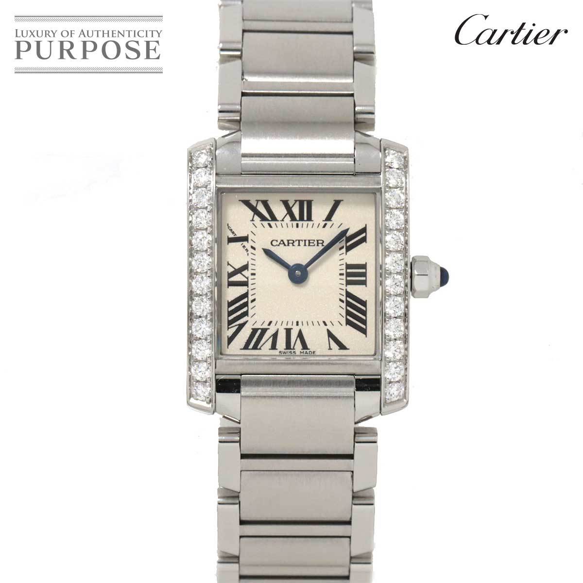 新品同様 カルティエ Cartier タンクフランセーズSM W4TA0008 レディース 腕時計 ダイヤベゼル クォーツ Tank Francaise 90214887