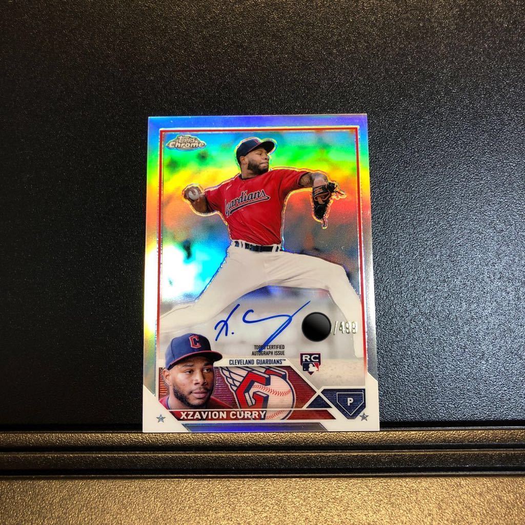 499枚限定 Xzavion Curry 2023 Topps Chrome Update #RA-XC Refractor Auto Rookie RC Guardians_画像1