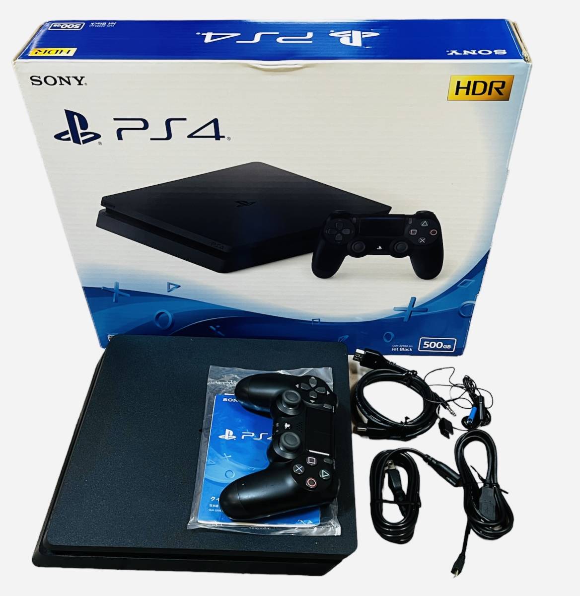 PlayStation4 ジェットブラック 500GB (CUH-2200A B01) 初期化/動作確認済 付属品完備