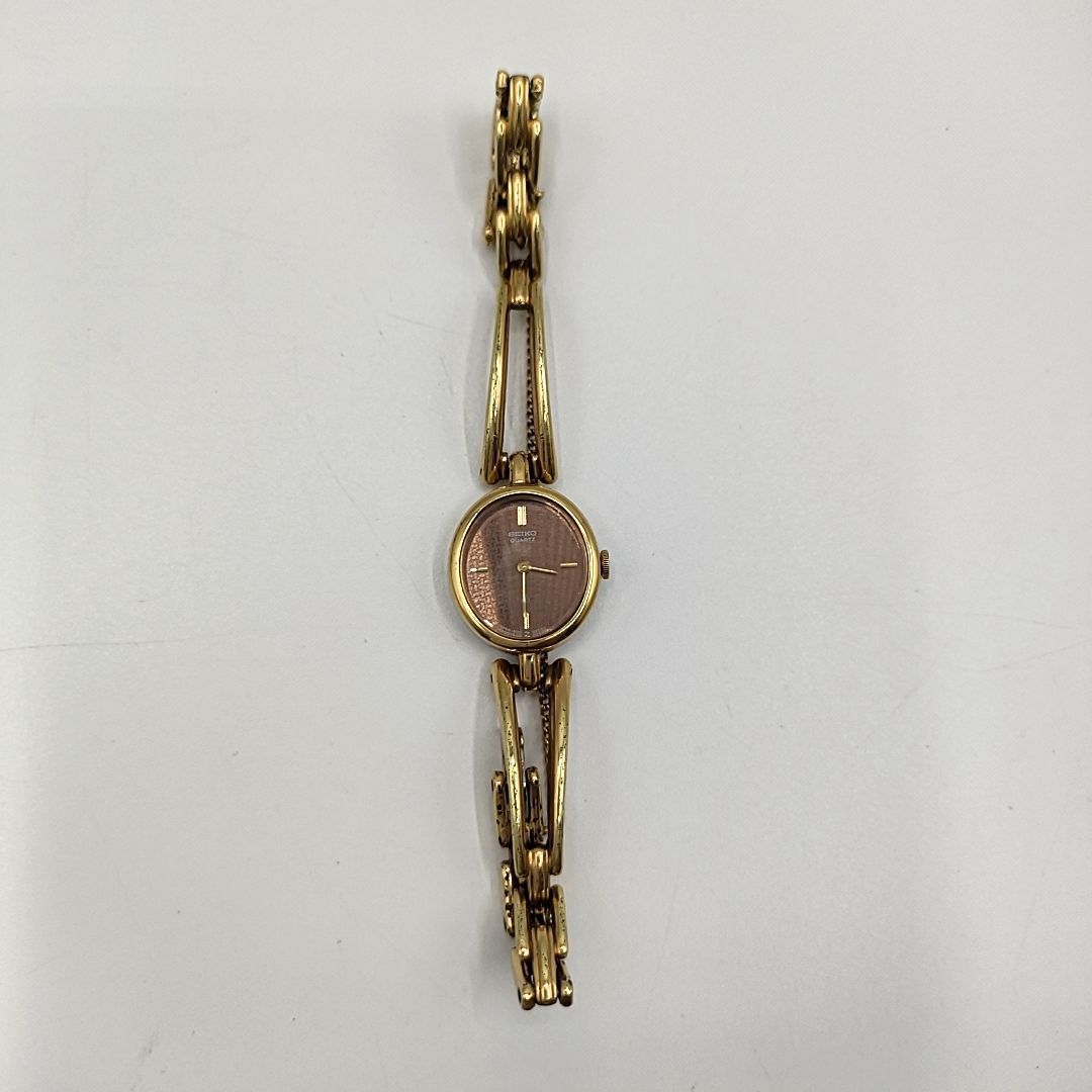 【電池切れ】SEIKO セイコー クォーツ 腕時計 ブラウン文字盤 オーバル ケースゴールド レディース 1400-5180_画像7