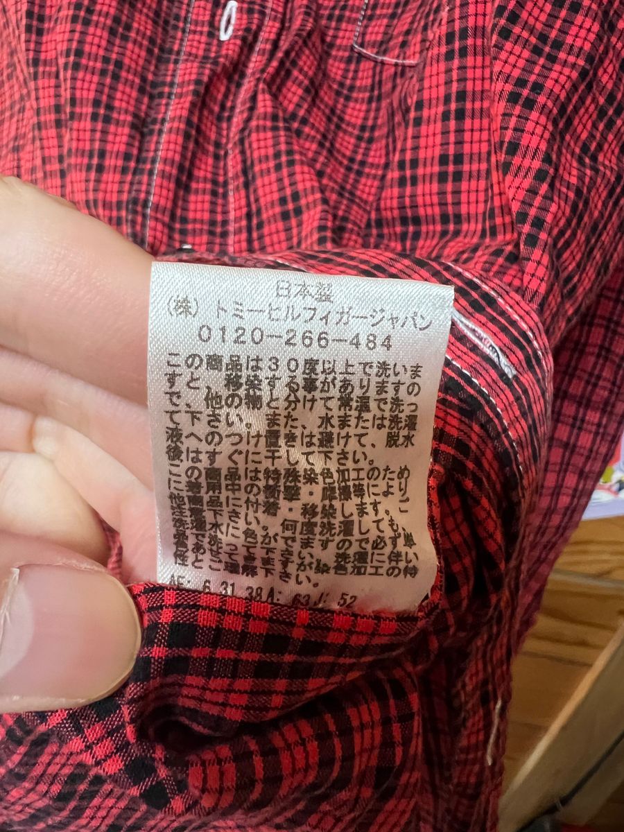 TOMMY 赤 長袖 ボタンダウン チェック シャツ アメカジ M 日本製 made in JAPAN 古着 日焼け色あせ 送料込