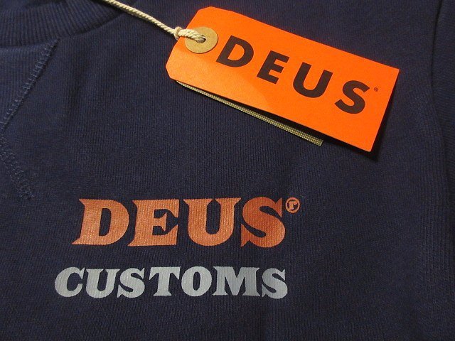 本物正規◆Deus ex Machina デウス◆厚手 トレーナー クルー スウェット Serviced■XL■Workwear Blue■新品 アメリカ購入/裏起毛_画像5