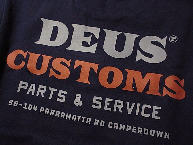 本物正規◆Deus ex Machina デウス◆厚手 トレーナー クルー スウェット Serviced■L■Workwear Blue■新品 アメリカ購入/裏起毛_画像4