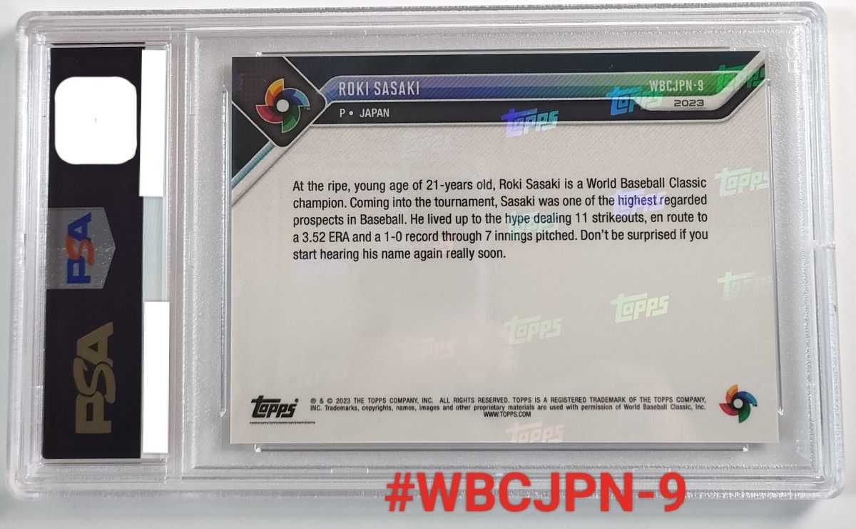 PSA10 topps now 2023 #WBCJPN-9 佐々木朗希