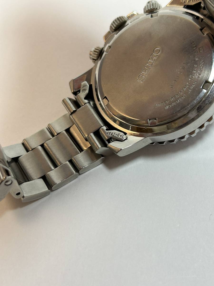 【牧草】 SEIKO セイコー クロノグラフ 7T82-0CV0 QZ クォーツ デイト 100M メンズ腕時計 腕時計 ブラック文字盤 ML002_画像5