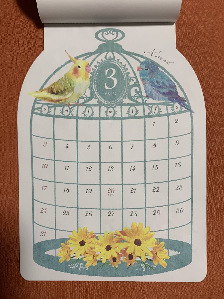 2024 壁掛けカレンダー 鳥かごカレンダー 12頁_画像3