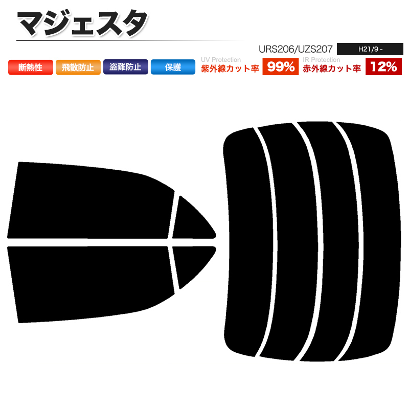カーフィルム カット済み リアセット マジェスタ URS206 UZS207 ハイマウント無 ダークスモーク_画像1