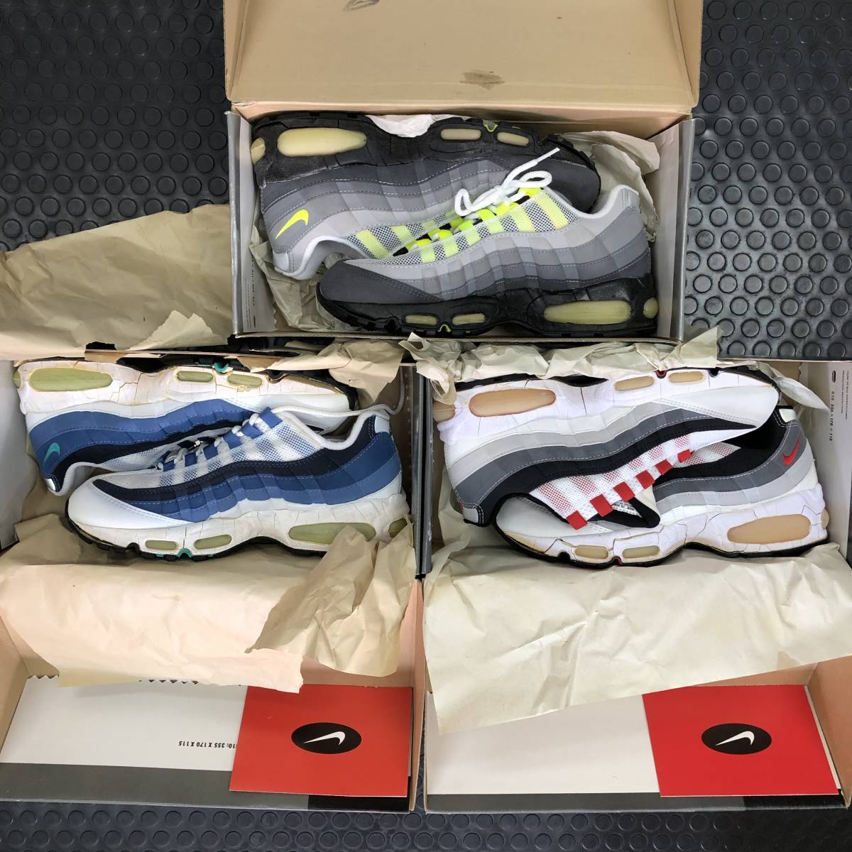  new goods NIKE AIR MAX 95 104050 YELLOW BLUE RED Nike air max yellow blue red original 3 color 27cm. water disassembly box attaching Junk 