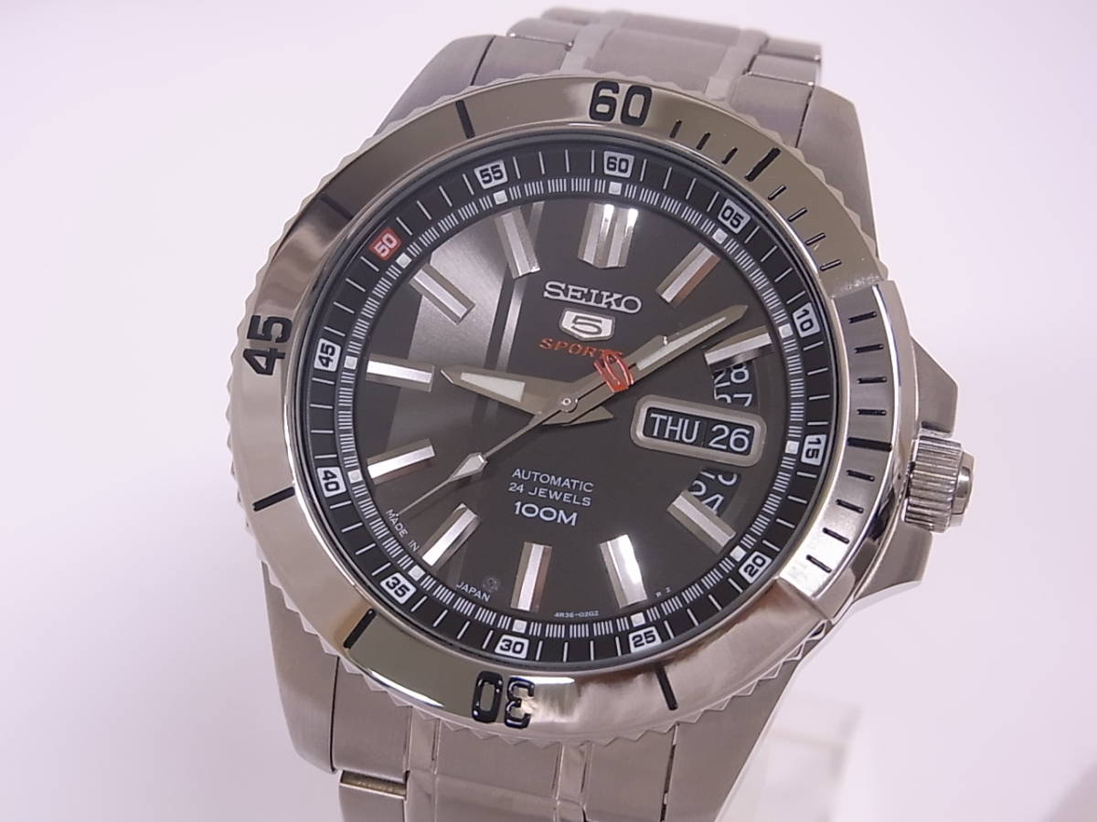 as good as new!] SEIKO 4R36-02E0 Seiko 5 sport 50 anniversary commemoration  model self-winding watch see-through back SRP423JC SRP423J1 black face :  Real Yahoo auction salling