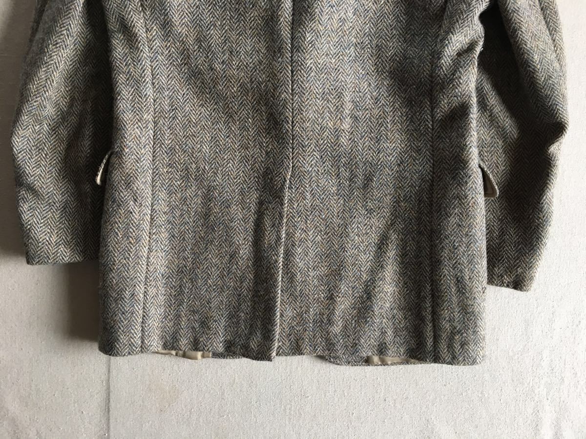  原文:【S】USA製 Harris Tweed ツイードジャケット / ベージュ ウール テーラード くるみボタン ビンテージ 古着 アメリカ製 ハリスツイード