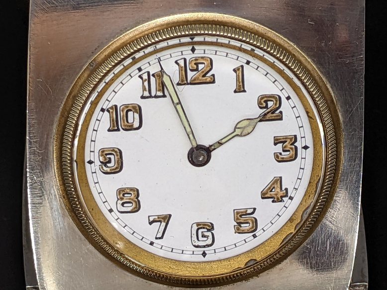 ◆5/26迄の価格◆銀無垢ハンターケースの懐中時計と比べてください/超希少英国製純銀925トラベルウォッチ/機械式/手巻き/1919年/シルバー_画像6