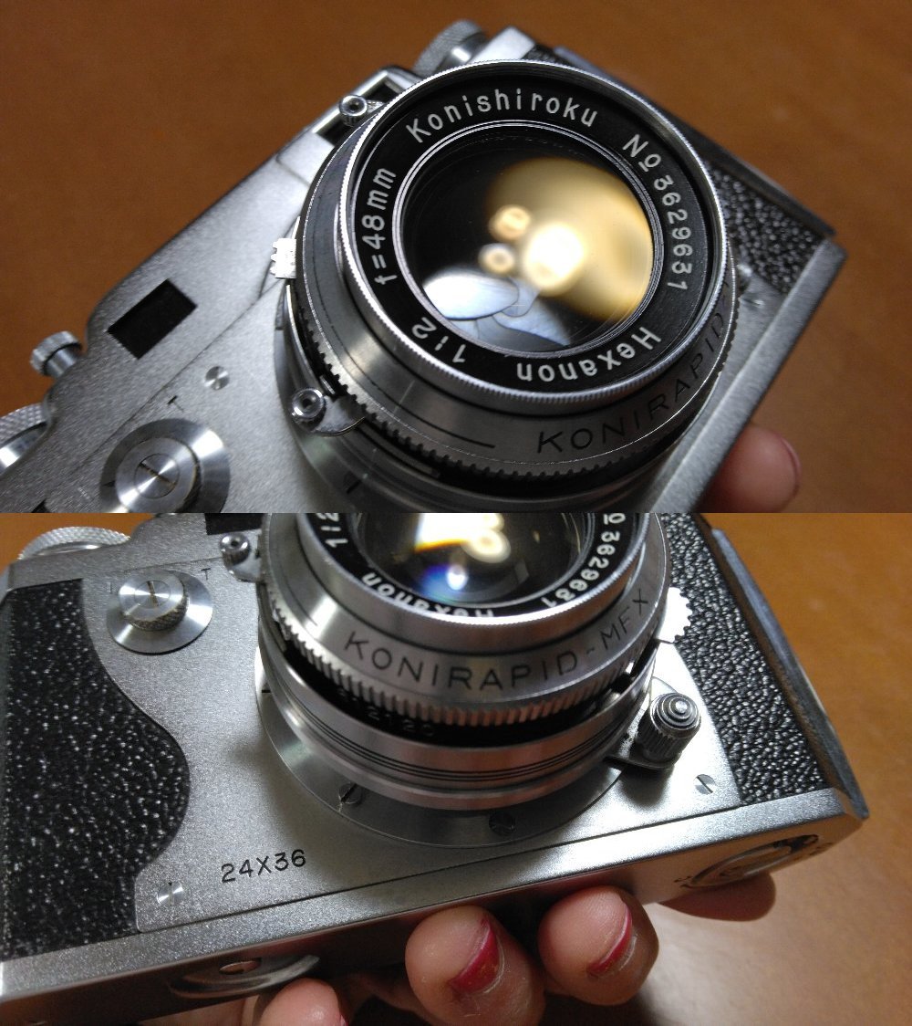 ★フィルムカメラ　konishiroku Hexanon 1:2 f=48mm Konica ⅡA　小西六　コニカ　ヘキサゴン　48ｍｍ　革ケース付！ ヴィンテージカメラ★_画像5