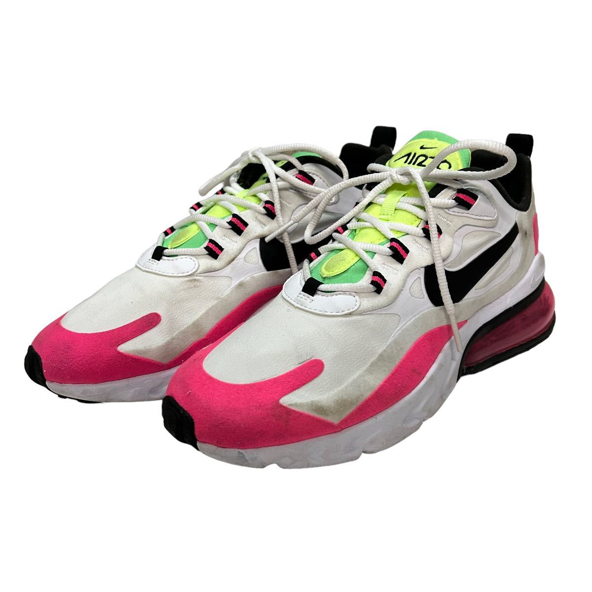 BB246 NIKE AIR MAX 270 REACT ナイキ エア マックス 270 レディース スニーカー US8 25cm ホワイト ピンク_画像1