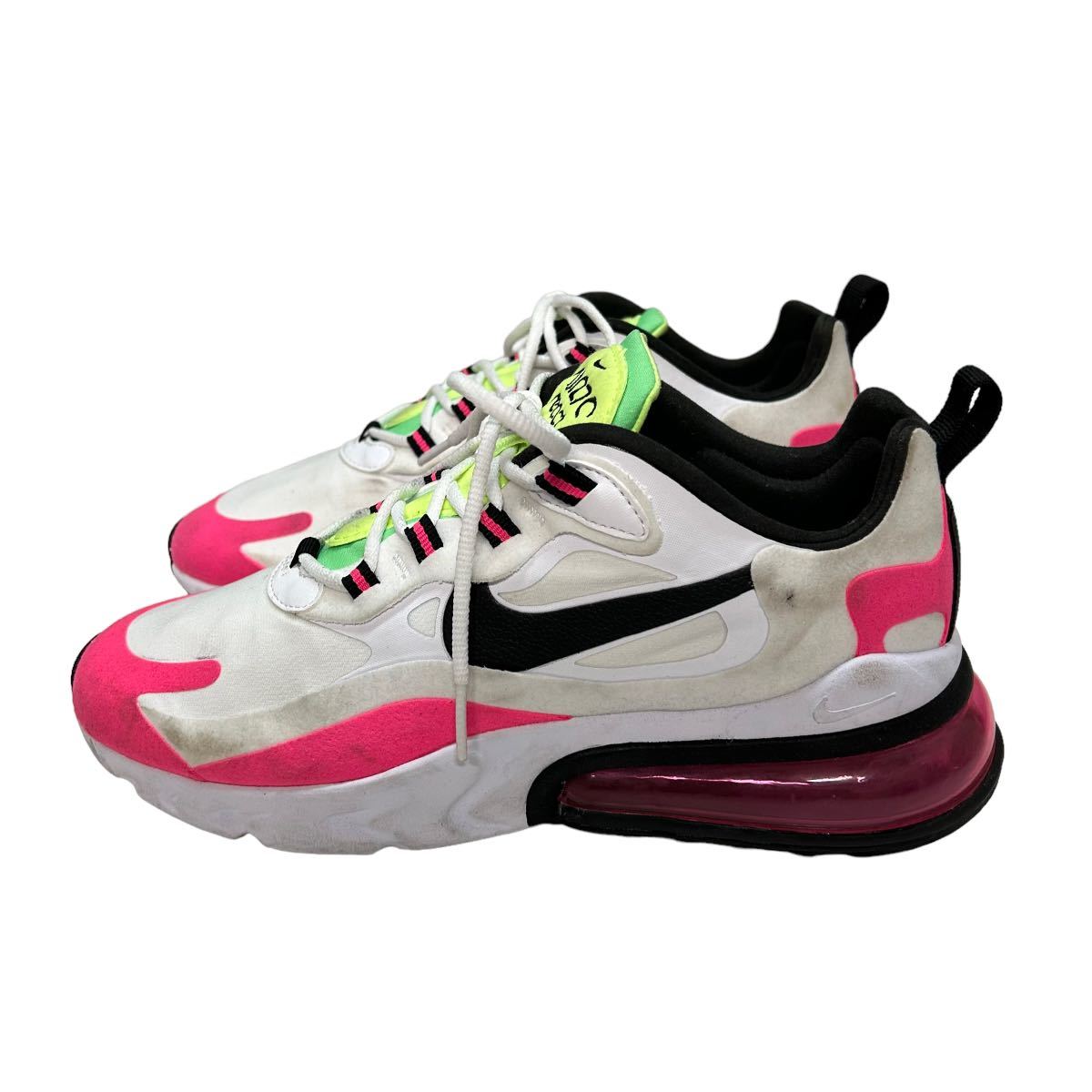 BB246 NIKE AIR MAX 270 REACT ナイキ エア マックス 270 レディース スニーカー US8 25cm ホワイト ピンク_画像2