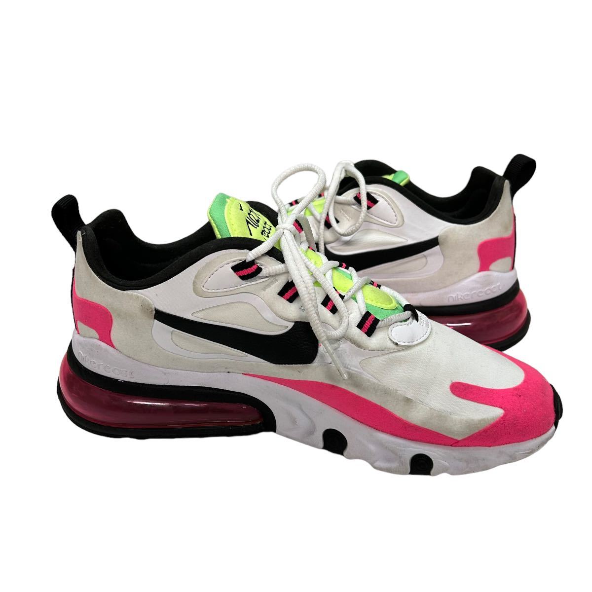 BB246 NIKE AIR MAX 270 REACT ナイキ エア マックス 270 レディース スニーカー US8 25cm ホワイト ピンク_画像5